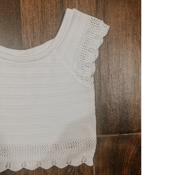 NWOT⚡️Francesca’s Crochet Knit Top White - Picture 5 of 7